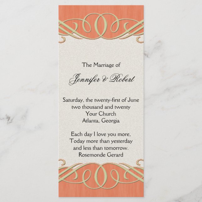 Programa de Boda de Desplazamiento Elegante de Pea (Anverso)