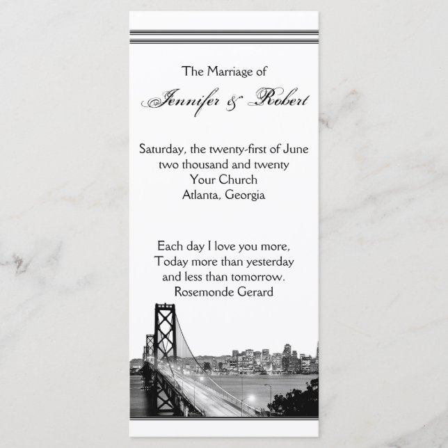 Programa de Boda de Destino de San Francisco (Anverso)