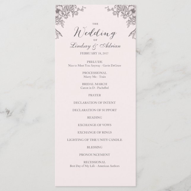 Programa de Boda de Elegancia Floral (Anverso)
