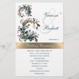 Programa de Boda de Elegancia Floral Dorada