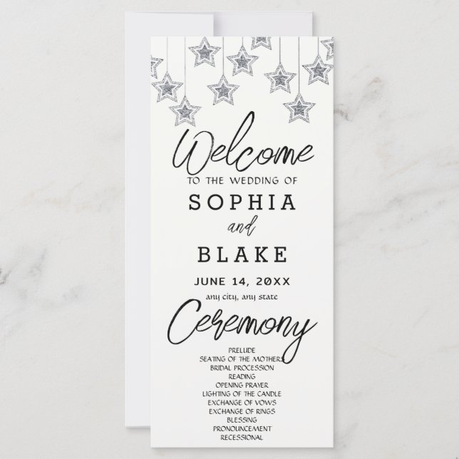 Programa de Boda de Estrellas Colgantes de Plata s (Anverso)