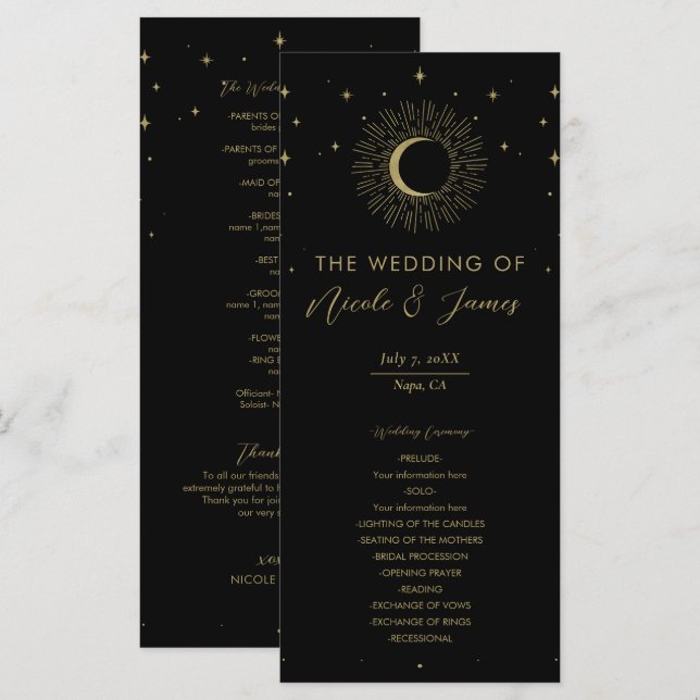 Programa de Boda de Estrellas Doradas Rafaga Celes (Anverso / Reverso)