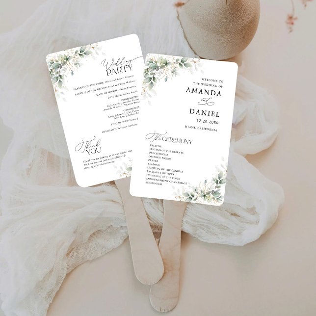 Programa de Boda de Eucalipto Mínimo Abanico de Ma (Subido por el creador)