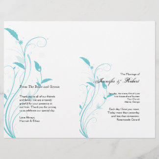 Programa de Boda de Filigree Aqua Blue Floral