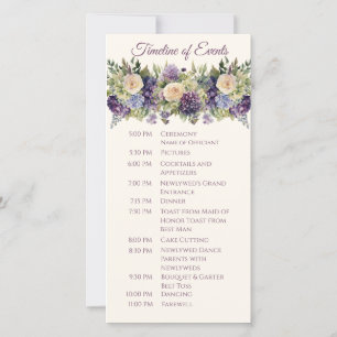 Programa de Boda de Flor Púrpura de Acuarela -