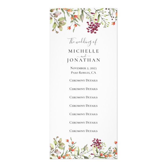 Programa de Boda de Flor Silvestre (Frente)