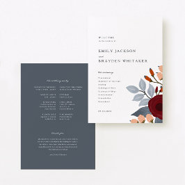 Programa de Boda de Flor Silvestre Dusty Blue