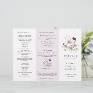Programa de Boda de Flor Silvestre Dusty Purple La