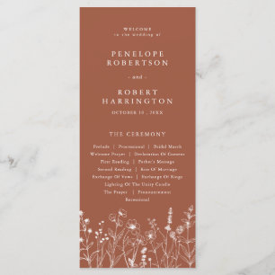 Programa de Boda de Flor Silvestre Rústica de Terr