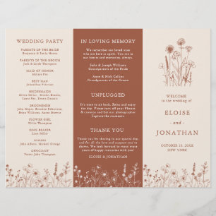Programa de Boda de Flor Silvestre Rústica de Terr