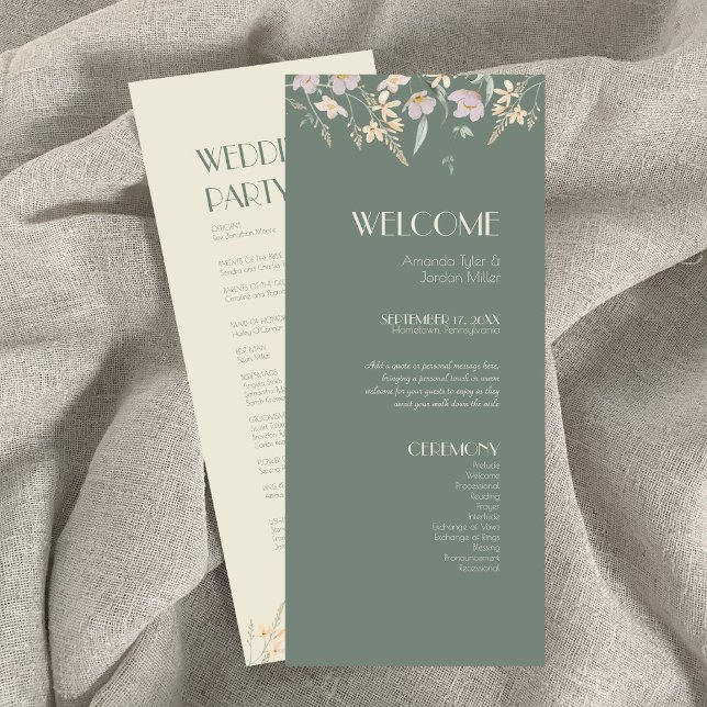 Programa de Boda de Flor Silvestre Sage Deco (Subido por el creador)