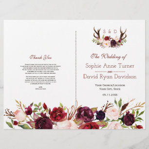 Programa de Boda de Floral de Cuerno de Ciervo con