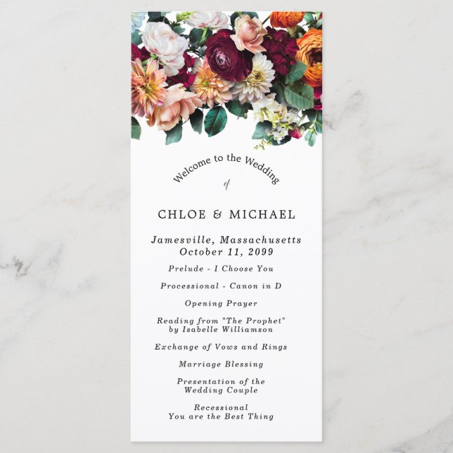 Programa de Boda de Floral DIY Fall (Anverso)