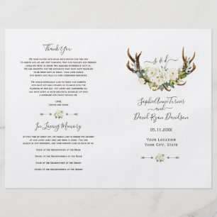 Programa de Boda de Flores Blancas Antlers