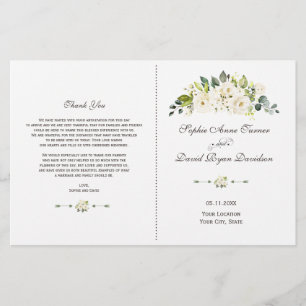 Programa de Boda de Flores Blancas Delicadas de Ac
