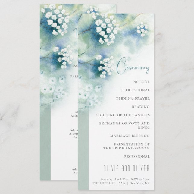 Programa de Boda de Flores Blancas Pequeñas (Anverso / Reverso)