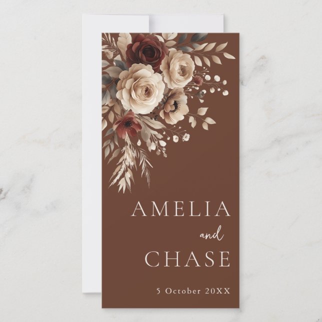 Programa de Boda de Flores Bohemias de Terracota (Anverso)