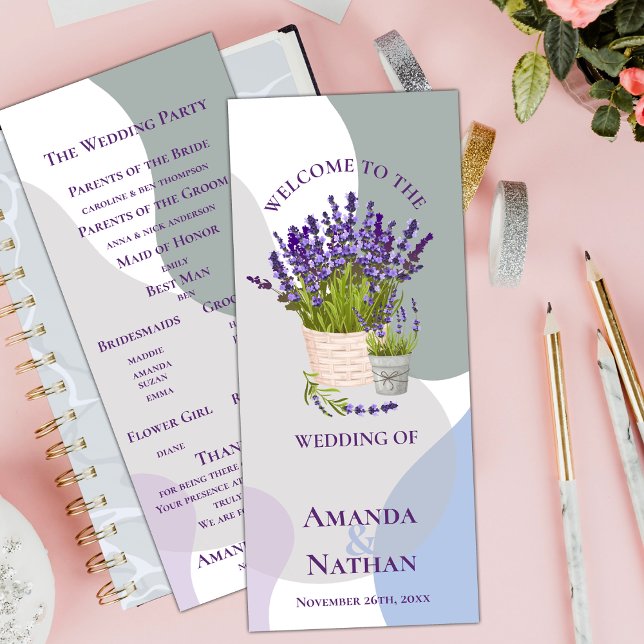Programa de boda de Flores de Lavanda Púrpura boni (Pretty Purple Lavender Flowers wedding Program)