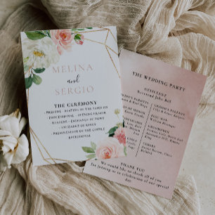 Programa de Boda de Flores Geométricas de Oro