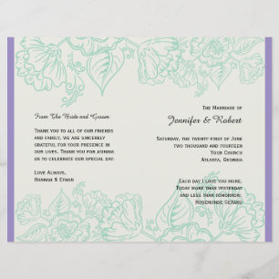 Programa de Boda de Flores Orquídeas y Verde azula