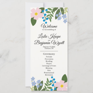 Programa de Boda de Flores Rosa