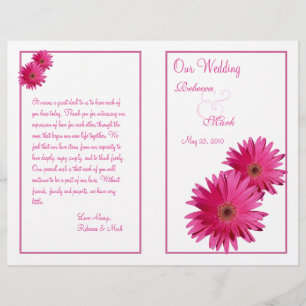 Programa de Boda de Flores Rosa Gerbera Daisy