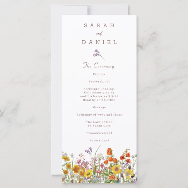 Programa de Boda de Flores Silvestres (Anverso)