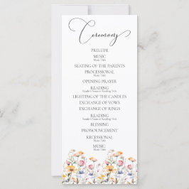 Programa de Boda de Flores Silvestres de Acuarela 