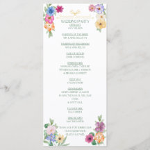 Programa de boda de flores silvestres florales de