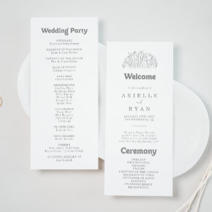Programa de boda de flores silvestres grises minim