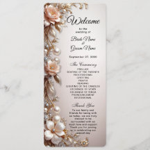 Programa de Boda de Flores Suaves Rosadas y Blanca