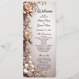Programa de Boda de Flores Suaves Rosadas y Blanca