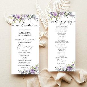 Programa de Boda de Flores Violetas Románticas