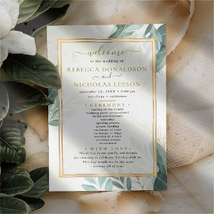 Programa de Boda de Foliage Elegante Moderno