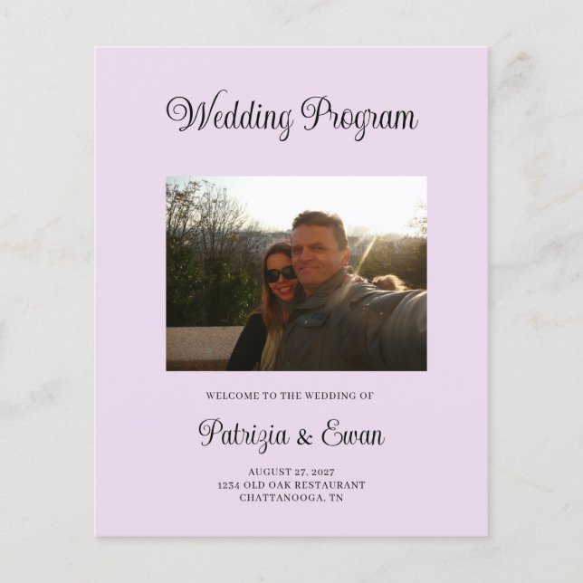 Programa de boda de fotos con lavanda económico (Anverso)