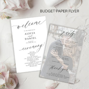 Programa de boda de fotos en blanco y negro económ