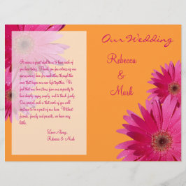 Programa de Boda de Gerbera Rosa con detalles en N