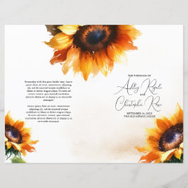 Programa de Boda de Girasol Plegado - Vintage