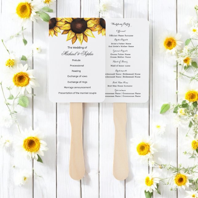 Programa de Boda de Girasoles Abanicos Florales Bl (Subido por el creador)