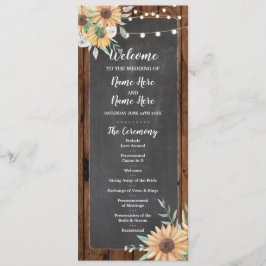 Programa de Boda de Girasoles de Tiza de Madera Rú