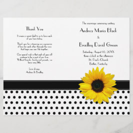 Programa de Boda de Girasoles Negro Blanco con Lun