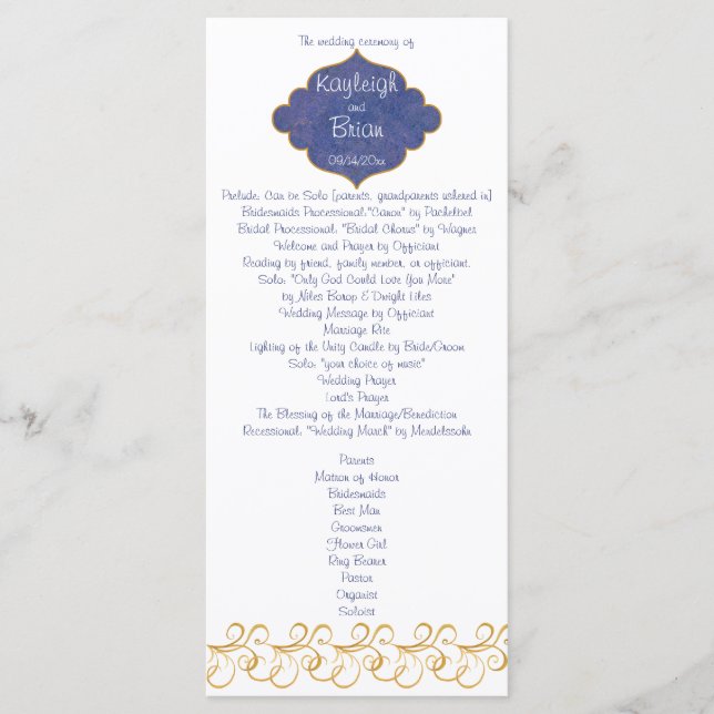 Programa de Boda de Gloria de Pavo Real (Anverso)