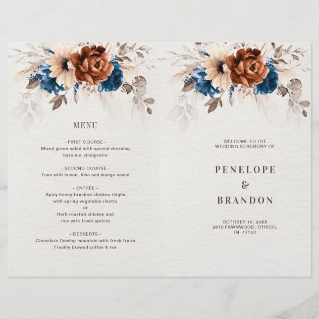 Programa de Boda de Grass Pampas Azules de la Mari (Anverso)