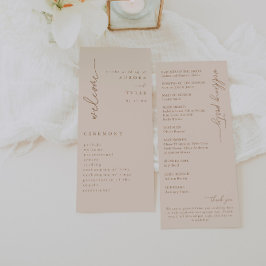 Programa de Boda de Guión Beige Moderno