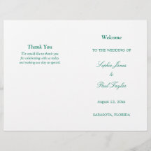Programa de Boda de Guión Verde Esmeralda