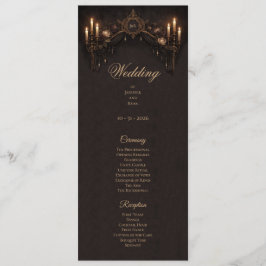 Programa de boda de Halloween floral gótico elegan