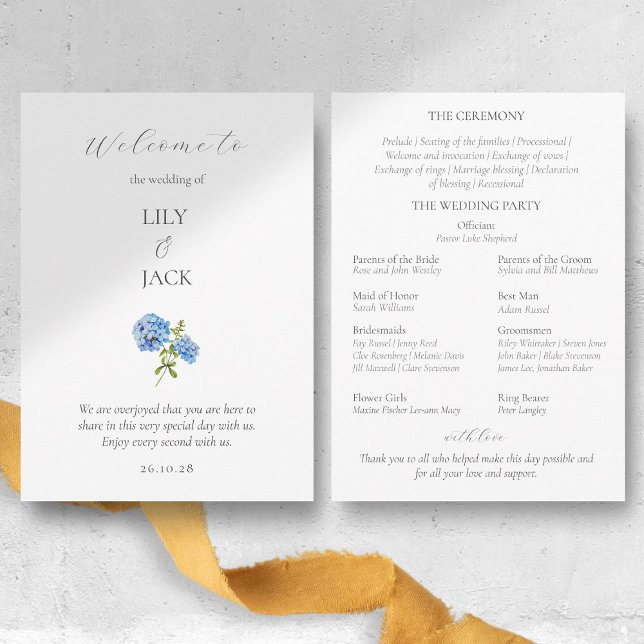 Programa de Boda de Hidrangea Blanca Azul Floral d (Subido por el creador)
