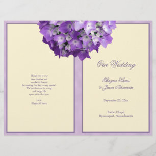 Programa De Boda De Hidrangea Púrpura De Blanco