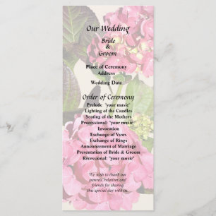 Programa De Boda De Hidrangea Rosa Con Hojas