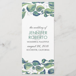 Programa de Boda de Hojas de Corona de Acuarela Rú